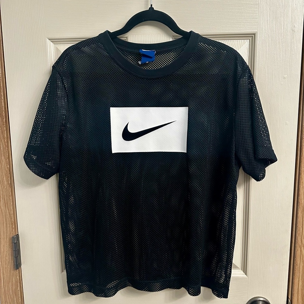 Womens Nike Black and White Mesh Tee
